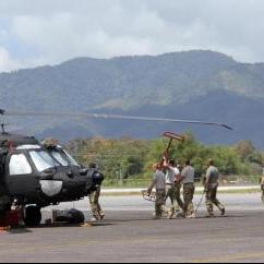 U.S. Army Blackhawk helicopters preparing for their mission in Trinidad and Tobago