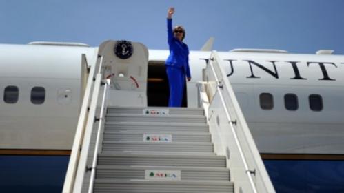 Secretary Hillary Clinton departs for Haiti